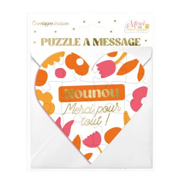 Puzzle en forme de cœur avec message "Nounou, merci pour tout !" | jourdefete.com Puzzle en forme de cœur avec message "Nounou, merci pour tout !" | jourdefete.com