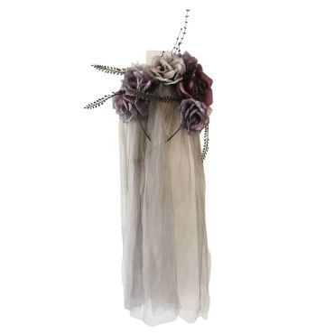 Ce serre-tête Voile gris et Fleurs conviendra parfaitement pour Halloween | jourdefete.com Ce serre-tête Voile gris et Fleurs conviendra parfaitement pour Halloween | jourdefete.com