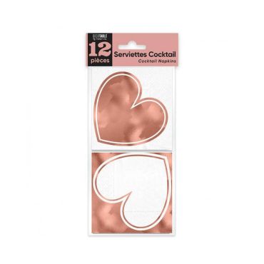 12 serviettes à cocktail cœurs rose gold | jourdefete.com 12 serviettes à cocktail cœurs rose gold | jourdefete.com