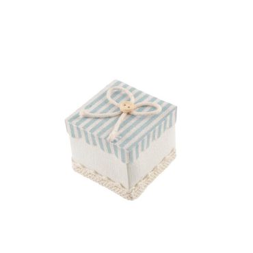 Lot de 4 contenants carrés à rayures en lin - 5 x 5 x 5 cm - Bleu Pastel | jourdefete.com Lot de 4 contenants carrés à rayures en lin - 5 x 5 x 5 cm - Bleu Pastel | jourdefete.com