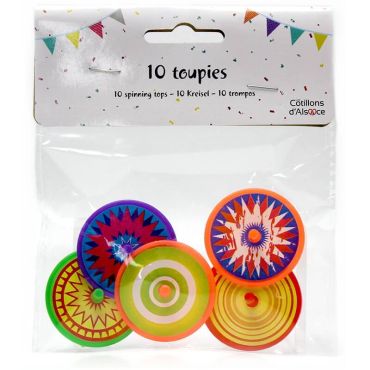 lot de 10 toupies en plastique, multicolore de 4 cm | jourdefete.com lot de 10 toupies en plastique, multicolore de 4 cm | jourdefete.com