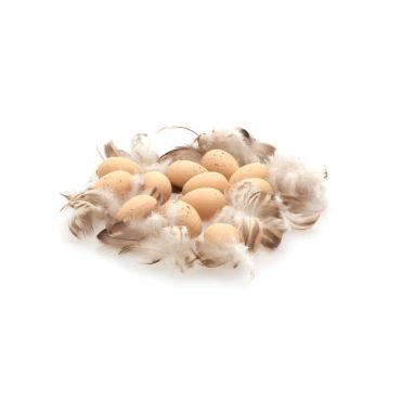 Sachet d'œufs naturels avec plumes pour Pâques - 17 x 14 cm | jourdefete.com
