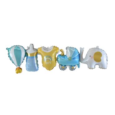Guirlande de 5 ballons baby shower bleu garçon montgolfière biberon body landau éléphant | jourdefete.com Guirlande de 5 ballons baby shower bleu garçon montgolfière biberon body landau éléphant | jourdefete.com