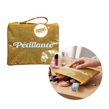 Trousse à paillettes dorée message Pétillante 15 x 20 cm | jourdefete.com Trousse à paillettes dorée message Pétillante 15 x 20 cm | jourdefete.com