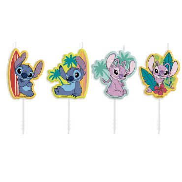 Lot de 4 bougies d'anniversaire sur pic Stitch et Angel décor tropical Disney | jourdefete.com Lot de 4 bougies d'anniversaire sur pic Stitch et Angel décor tropical Disney | jourdefete.com