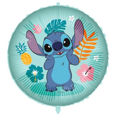 Ballon rond Stitch Hawaï avec fleurs et ananas pour anniversaire enfant | jourdefete.com