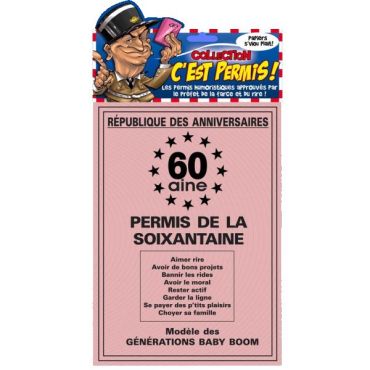 Permis humoristique de la 60aine Permis humoristique de la 60aine