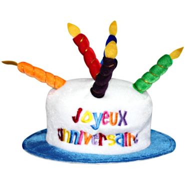 Chapeau Joyeux anniversaire blanc Chapeau Joyeux anniversaire blanc
