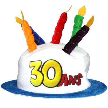 Chapeau Joyeux anniversaire 30 ans blanc Chapeau Joyeux anniversaire 30 ans blanc