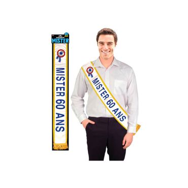 Echarpe Mister 60 ans Bleue Echarpe Mister 60 ans Bleue