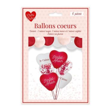 Un kit de 6 ballons en latex en forme de cœur pour la Saint-Valentin | jourdefete.com Un kit de 6 ballons en latex en forme de cœur pour la Saint-Valentin | jourdefete.com