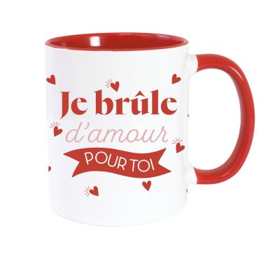 Mug romantique avec message d'amour "Je brûle d'amour pour toi"| jourdefete.com Mug romantique avec message d'amour "Je brûle d'amour pour toi"| jourdefete.com