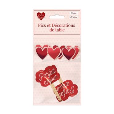 Un lot de 12 pics apéritifs et 20 décorations de table pour la Saint-Valentin | jourdefete.com Un lot de 12 pics apéritifs et 20 décorations de table pour la Saint-Valentin | jourdefete.com