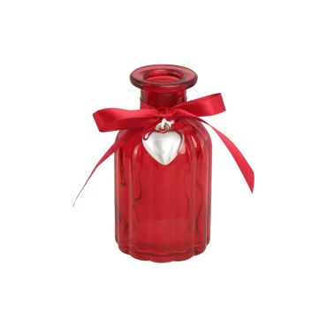 Vase décoratif en verre rouge avec ruban et cœur pour la Saint-Valentin | jourdefete.com Vase décoratif en verre rouge avec ruban et cœur pour la Saint-Valentin | jourdefete.com