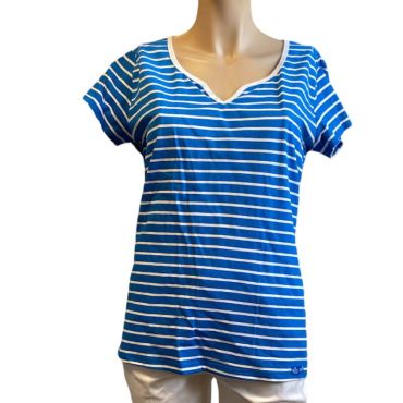 T-shirt à rayures blanches et bleues pour femme et pour la Feria, taille au choix T-shirt à rayures blanches et bleues pour femme et pour la Feria, taille au choix