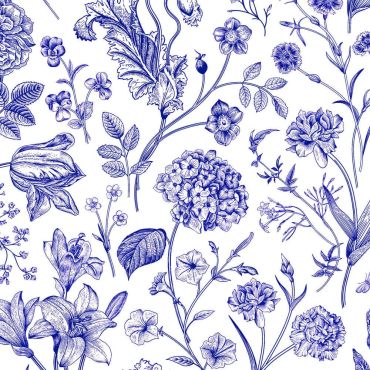 Serviettes en papier florales bleues et blanches au style botanique | jourdefete.com Serviettes en papier florales bleues et blanches au style botanique | jourdefete.com
