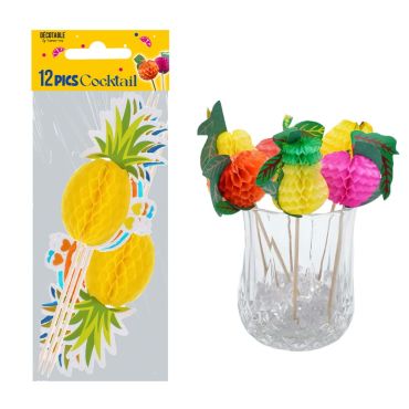 Pics cocktail tropicaux avec décorations fruitées colorées pour apéritif | jourdefete.com Pics cocktail tropicaux avec décorations fruitées colorées pour apéritif | jourdefete.com