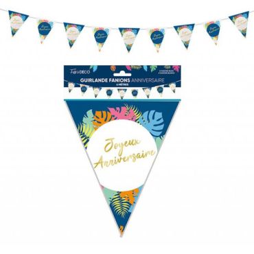 Guirlande fanions tropicale avec inscription « Joyeux Anniversaire » et motifs colorés | jourdefete.com Guirlande fanions tropicale avec inscription « Joyeux Anniversaire » et motifs colorés | jourdefete.com