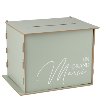 Urne en bois vert "Un Grand Merci" | jourdefete.com Urne en bois vert "Un Grand Merci" | jourdefete.com