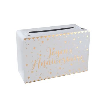 Urne Valise "Joyeux Anniversaire" - Blanc / Or Urne Valise "Joyeux Anniversaire" - Blanc / Or
