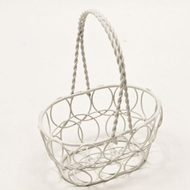 Panier Décoratif en Métal - Blanc Panier Décoratif en Métal - Blanc