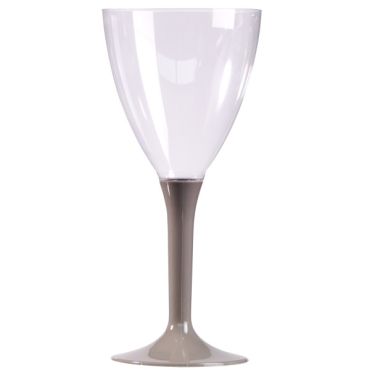 10 Verres à Vin Plastique Pied Gris