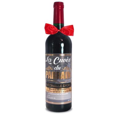 Vin Rouge La Cuvée du Parrain, cadeau prestigieux pour parrain | jourdefete.com