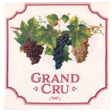 20 serviettes en papier de la collection viticole avec inscription grand cru dessus. 20 serviettes en papier de la collection viticole avec inscription grand cru dessus.
