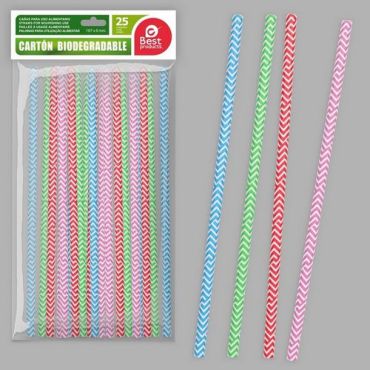 Lot de 25 pailles en carton rayées multicolores | jourdefete.com Lot de 25 pailles en carton rayées multicolores | jourdefete.com