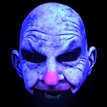 Demi-Masque Intégral en Latex - Clown Chauve - Sensible à la Lumière Noire Demi-Masque Intégral en Latex - Clown Chauve - Sensible à la Lumière Noire
