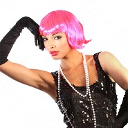 Perruque femme au carré cheveux roses