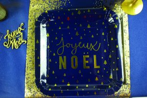 assiette joyeux noel or